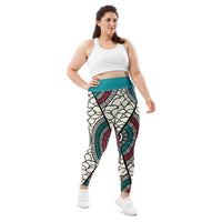 Thumbnail for African Print White and Pink Print Plus Size Leggings-1