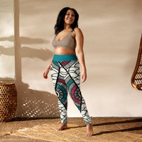 Thumbnail for African Print White Pink Yoga Leggings-2