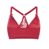 Thumbnail for Passion Red - Lace Organic Cotton & Silk Bralette-16