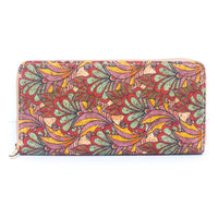 Thumbnail for Natural cork with flower pattern zipper wallet BAGD-191-15