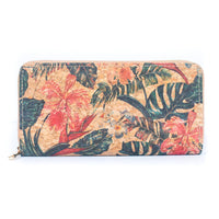 Thumbnail for Natural cork with flower pattern zipper wallet BAGD-191-12