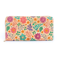 Thumbnail for Natural cork with flower pattern zipper wallet BAGD-191-8