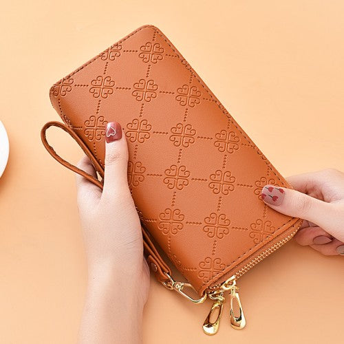 LB02851-BROWN Sunflower Double-Zip Wallet-0