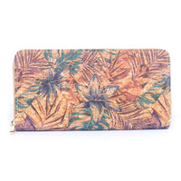 Thumbnail for Natural cork with flower pattern zipper wallet BAGD-191-6