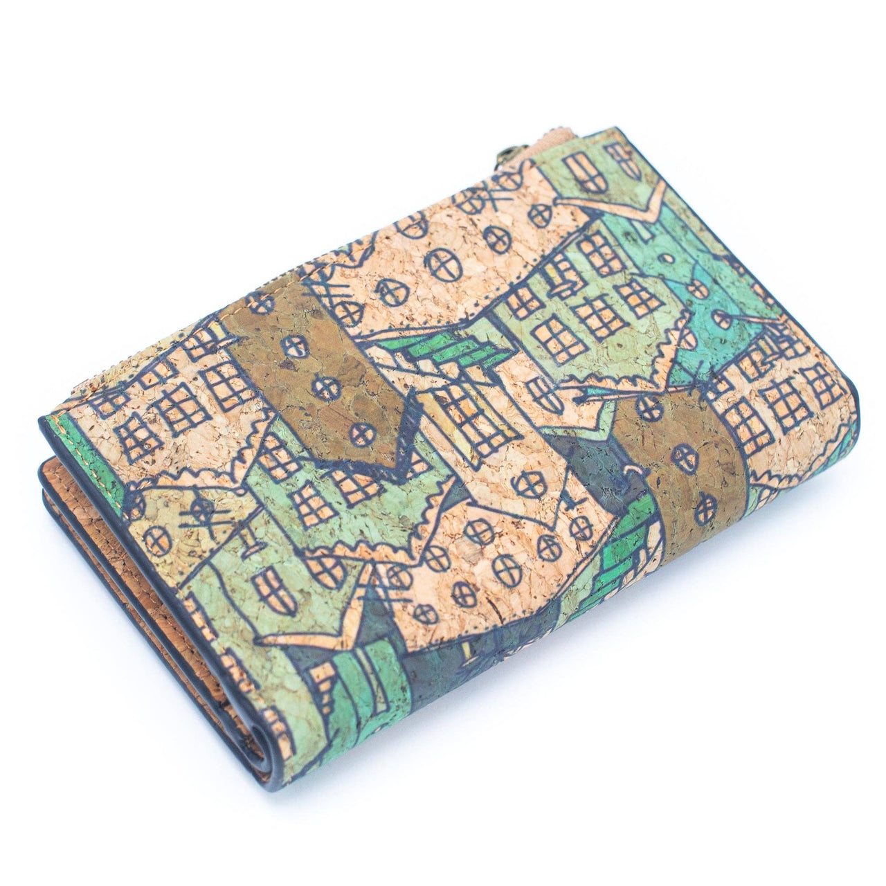 6 Natural Cork card Wallets with Floral Print and Mosaic Patterns (6 Units Pack) HY-013-MIX-6-2