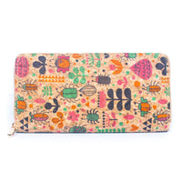 Thumbnail for Natural cork with flower pattern zipper wallet BAGD-191-9