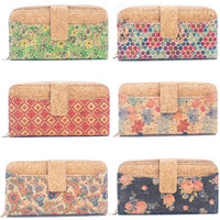 Thumbnail for 6 Natural Cork card holder Wallets with Floral Print Patterns (6 Units) HY-026-MIX-6-0