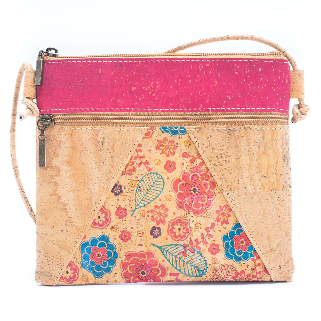 Cork triangle Pattern stitching ladies cork crossbody bag BAGP-207-5