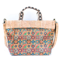 Thumbnail for Natural Cork Tote with Printed Design and Cotton Woven Handles BAGF-087-5