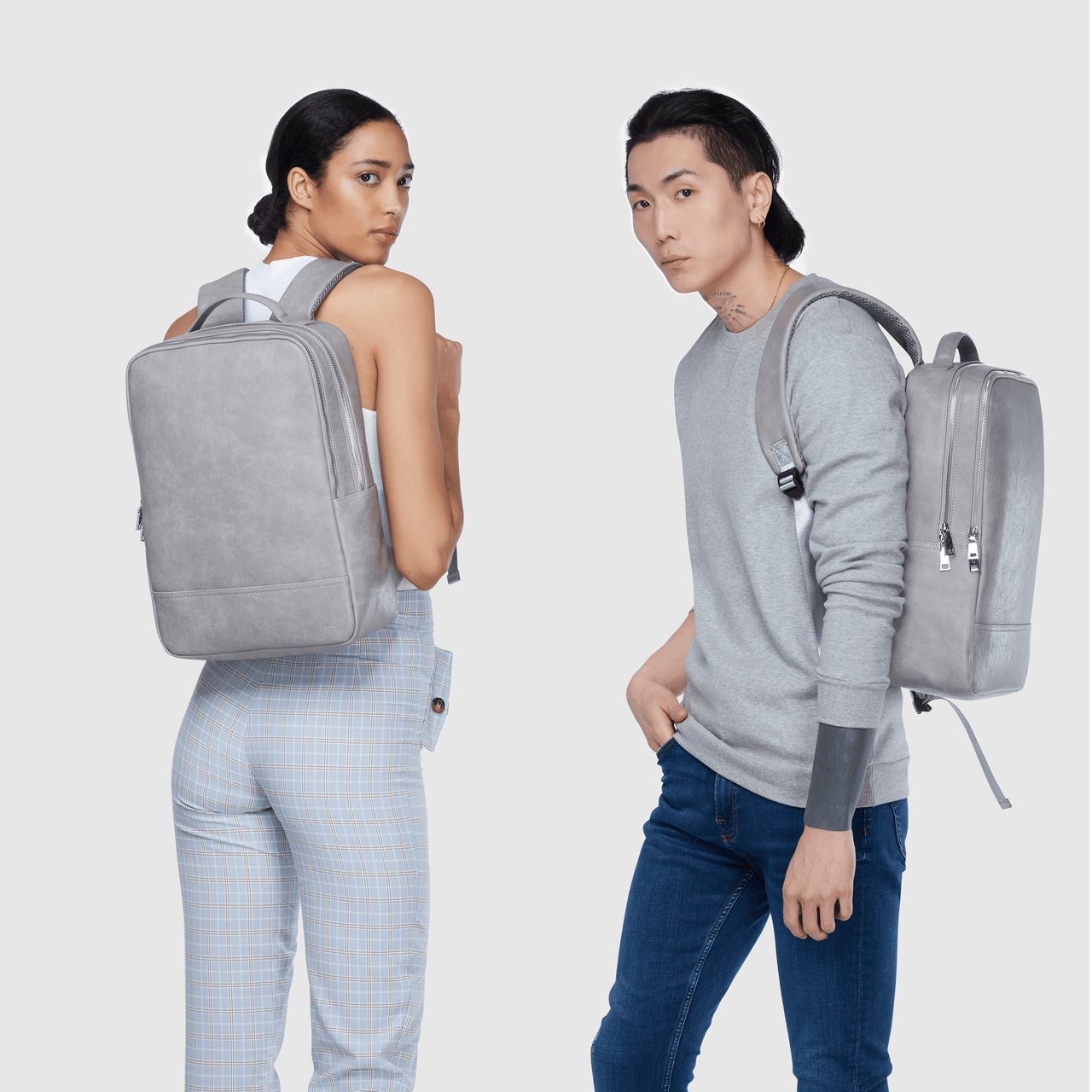 Grey - Acacia Unisex Vegan Laptop Backpack-1