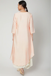 Thumbnail for Dream- Peach & off white Indo-Western Cowl Dress-1