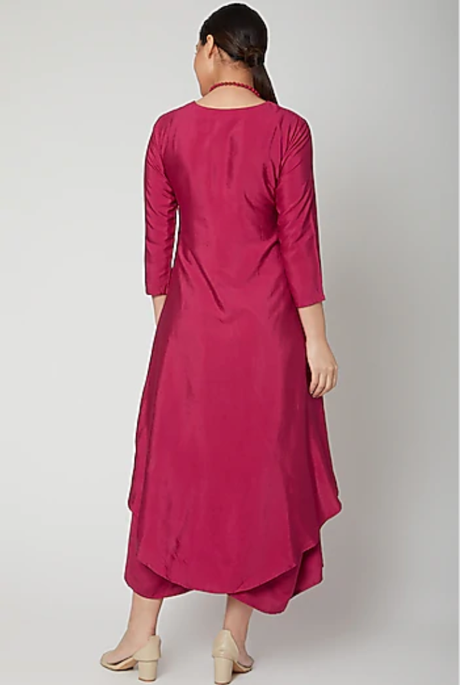 Dream- Hot Pink Indo-Western Cowl Dress-2