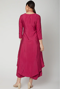 Thumbnail for Dream- Hot Pink Indo-Western Cowl Dress-2