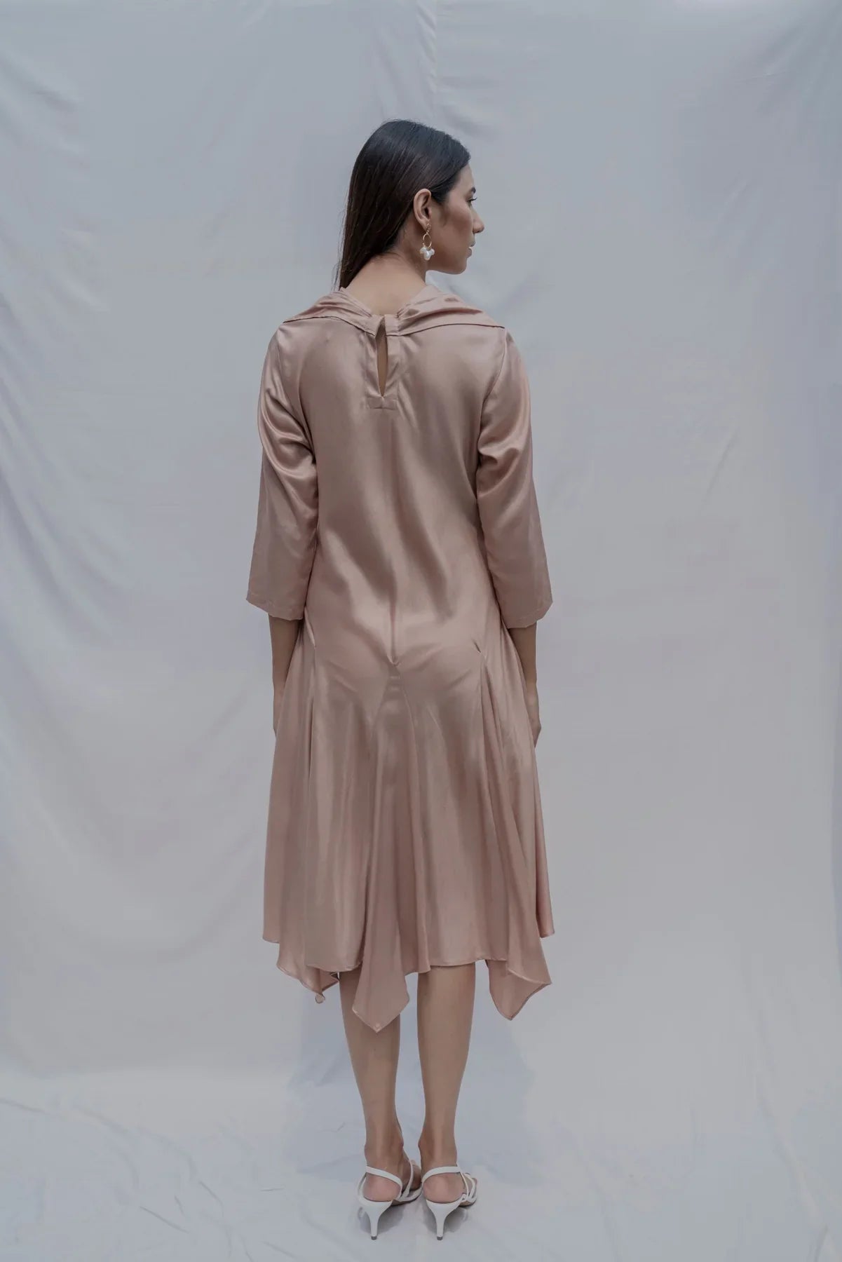 DREAM COWL DRESS IN ROSE GOLD-2