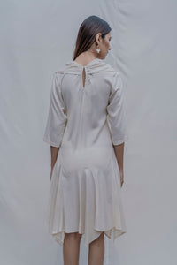 Thumbnail for Dream- Off White Draped Cowl dress-2