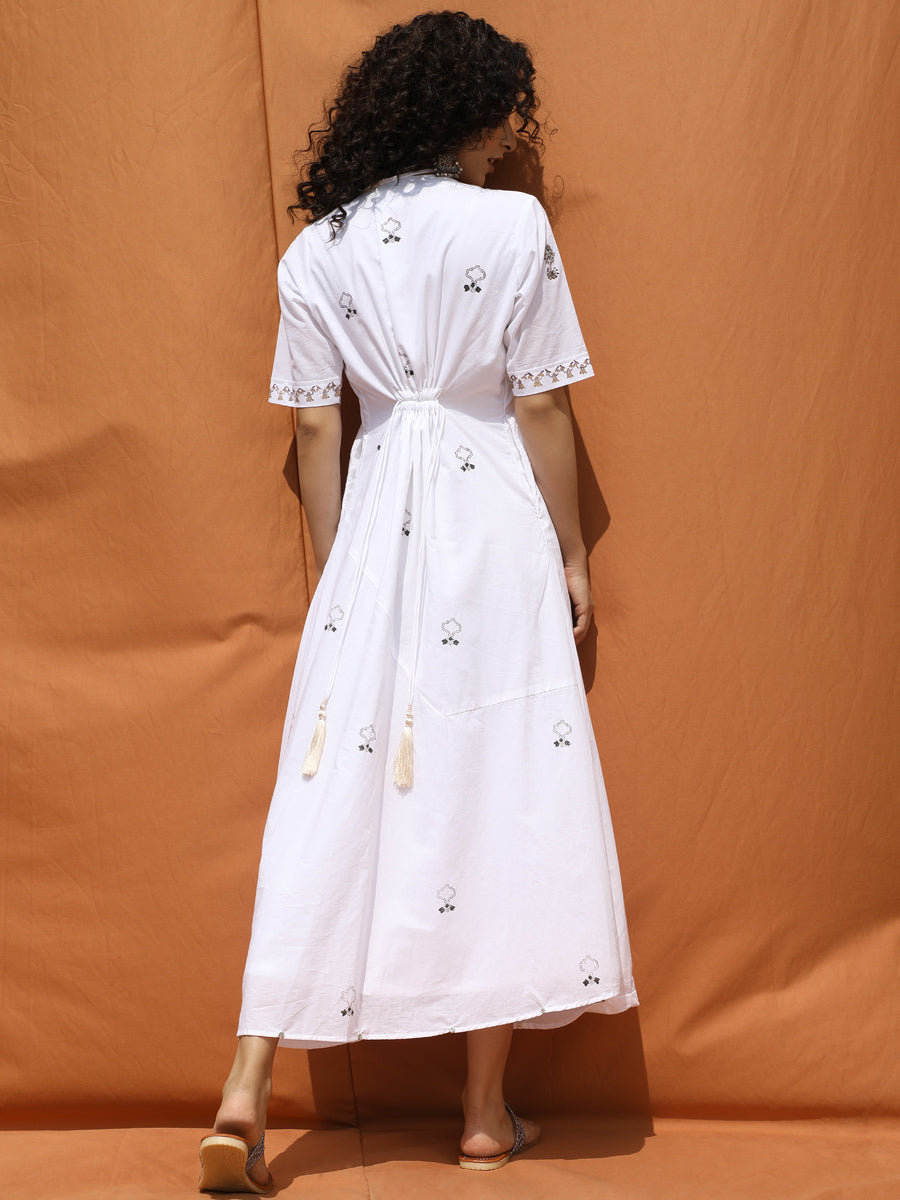 White Block Printed Dress Cum Jumpsuit-1