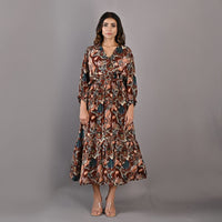 Thumbnail for Amaryllis- Maroon & Multi Printed Wrap Dress with Attached Fabric Belt-1