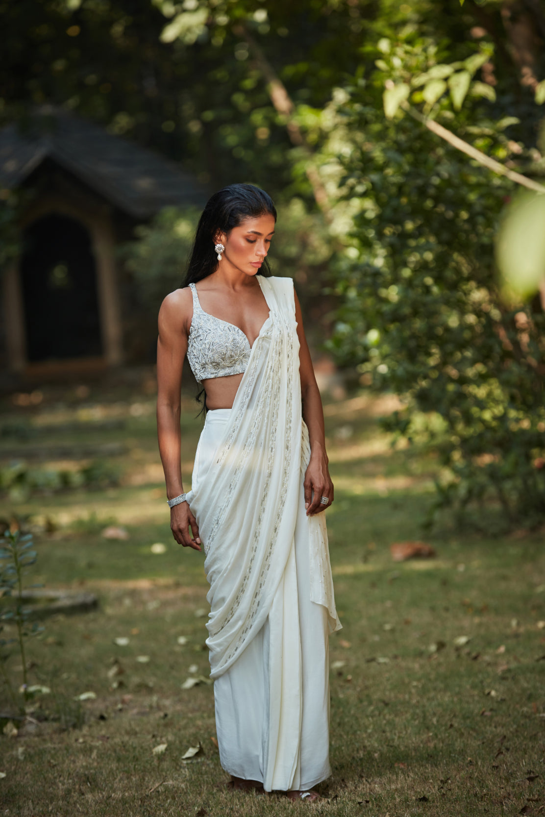 Saida Draped Saree in Off-White-1