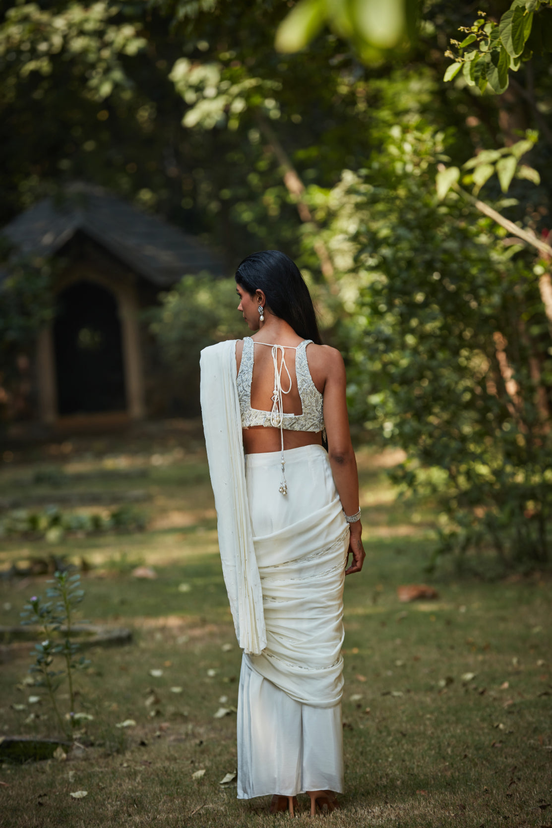 Saida Draped Saree in Off-White-2