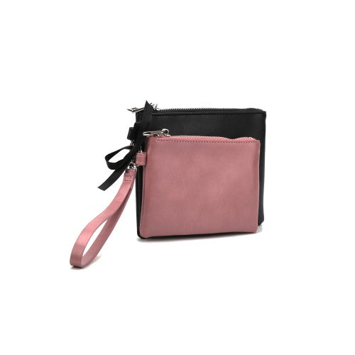 CB2003S BLACK&amp;PINK - Simple Solid Color Set Bag-0