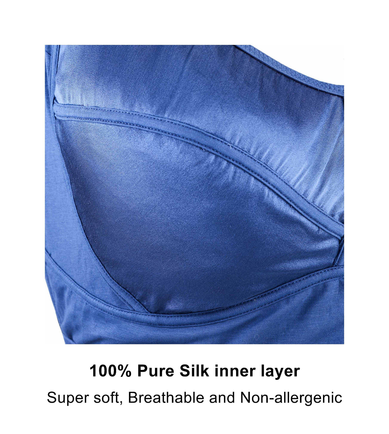 Silk & Organic Cotton Back Support Bra (Almond Peach & Pagent Blue)-19