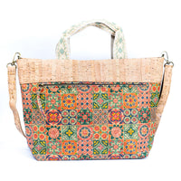 Thumbnail for Natural Cork Tote with Printed Design and Cotton Woven Handles BAGF-087-7