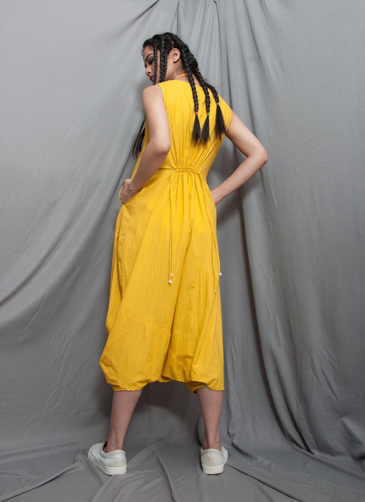 Minimalist - Mustard Jumpsuit with neck Piece-1