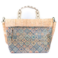 Thumbnail for Natural Cork Tote with Printed Design and Cotton Woven Handles BAGF-087-8