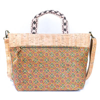 Thumbnail for Natural Cork Tote with Printed Design and Cotton Woven Handles BAGF-087-11