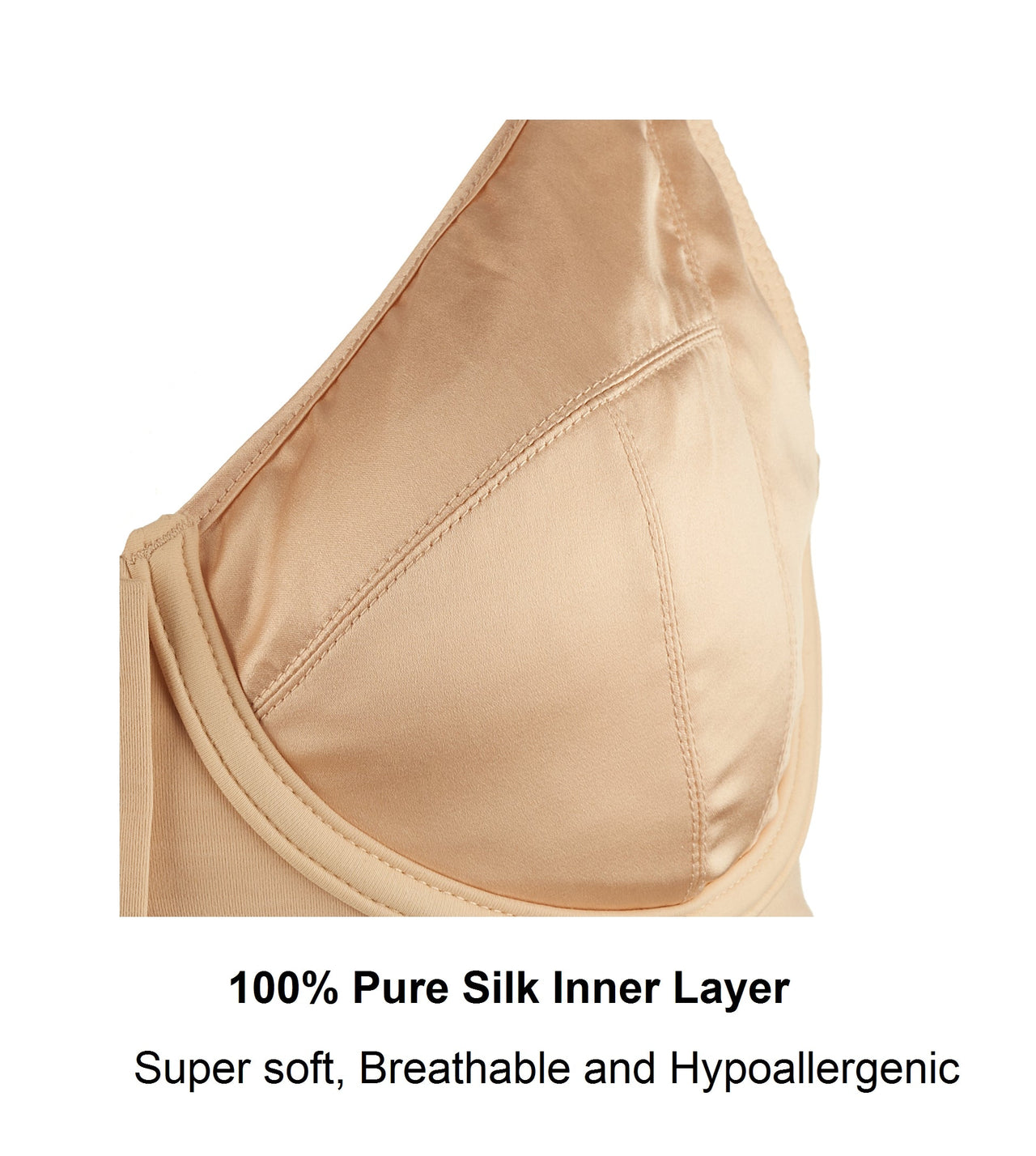 Grace - Peach Silk & Organic Cotton Lace Front Zip Non Wired Bra-3