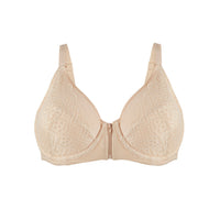 Thumbnail for Grace - Peach Silk & Organic Cotton Lace Front Zip Non Wired Bra-0