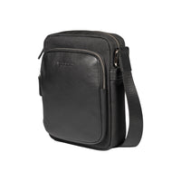 Thumbnail for RB2002A | Nylon/Genuine Leather Shoulder Bag, with light grain. Zip closure and adjustable shoulder strap - Color Black - Dimensions: cm 15.5 x 21 x 7. Packaging: Non-woven fabric bag-0