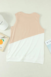 Thumbnail for Apricot Crew Neck Colorblock Tank Top-8