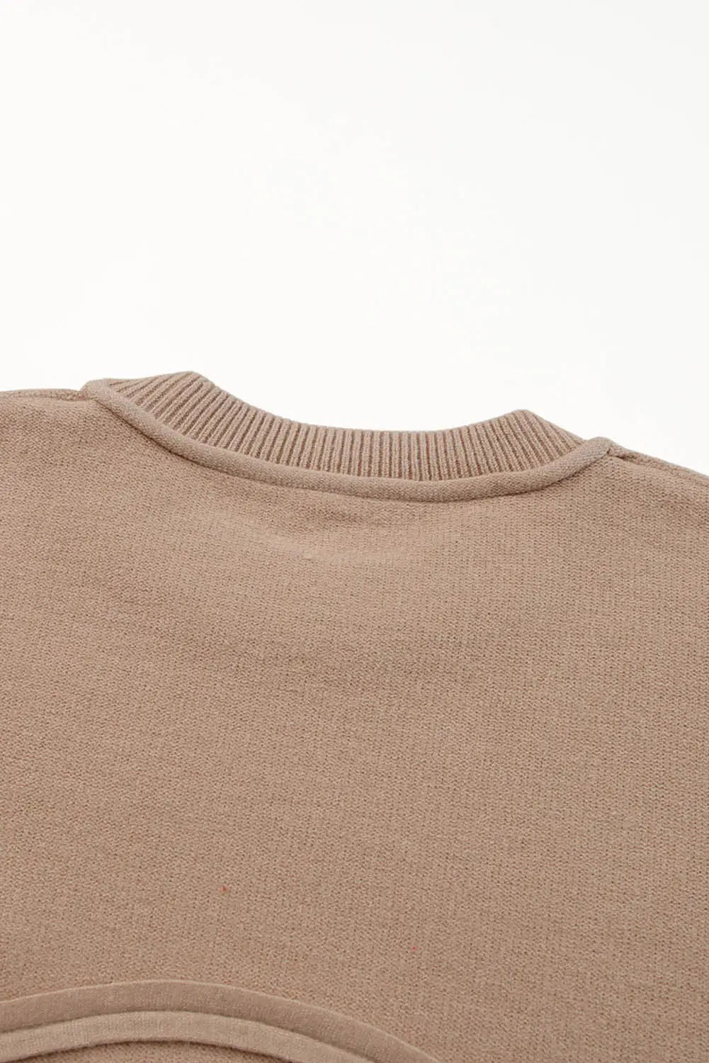 Apricot Raw Edge Patch Pocket Exposed Seam Loose Sweater-12