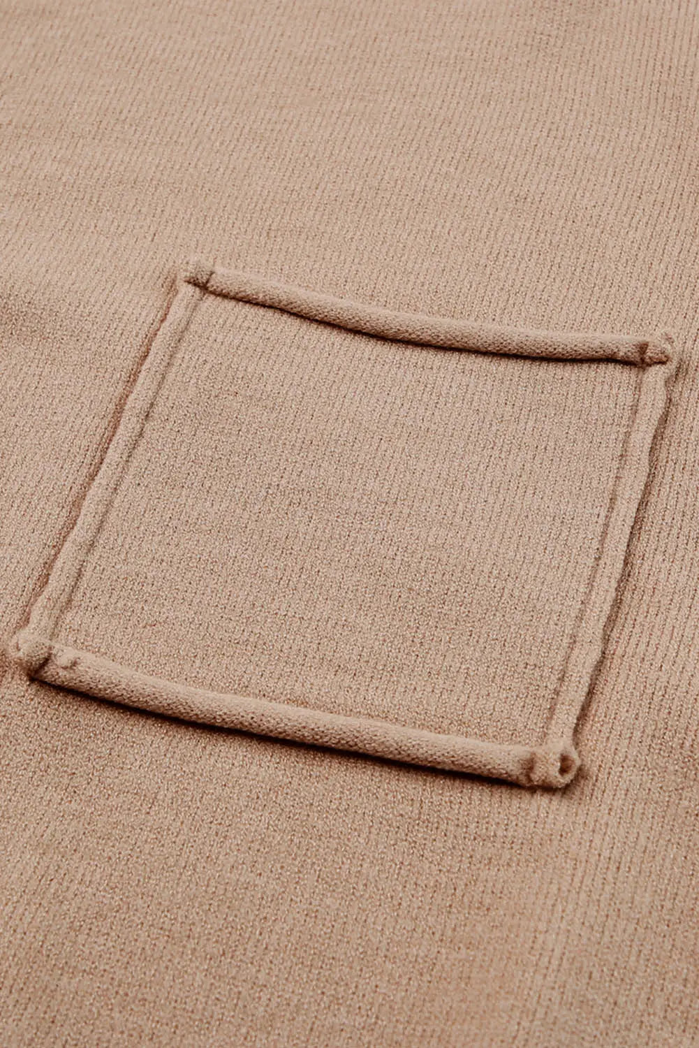 Apricot Raw Edge Patch Pocket Exposed Seam Loose Sweater-10