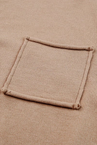 Thumbnail for Apricot Raw Edge Patch Pocket Exposed Seam Loose Sweater-10