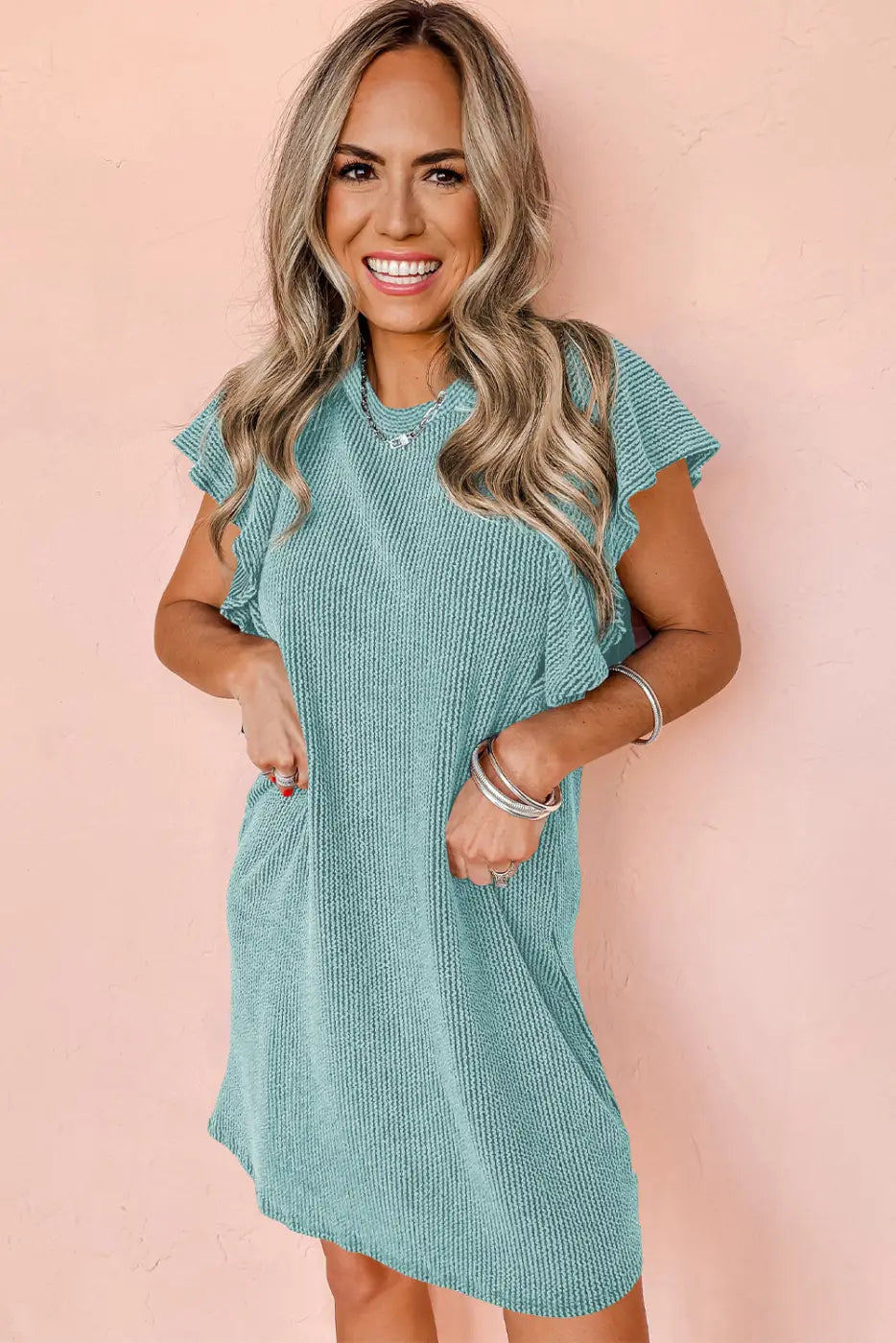 Aruba Flutter Sleeve Mini Dress-2