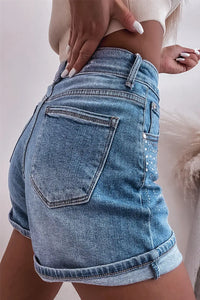 Thumbnail for Ashleigh Blue Rhinestone Denim Shorts-2