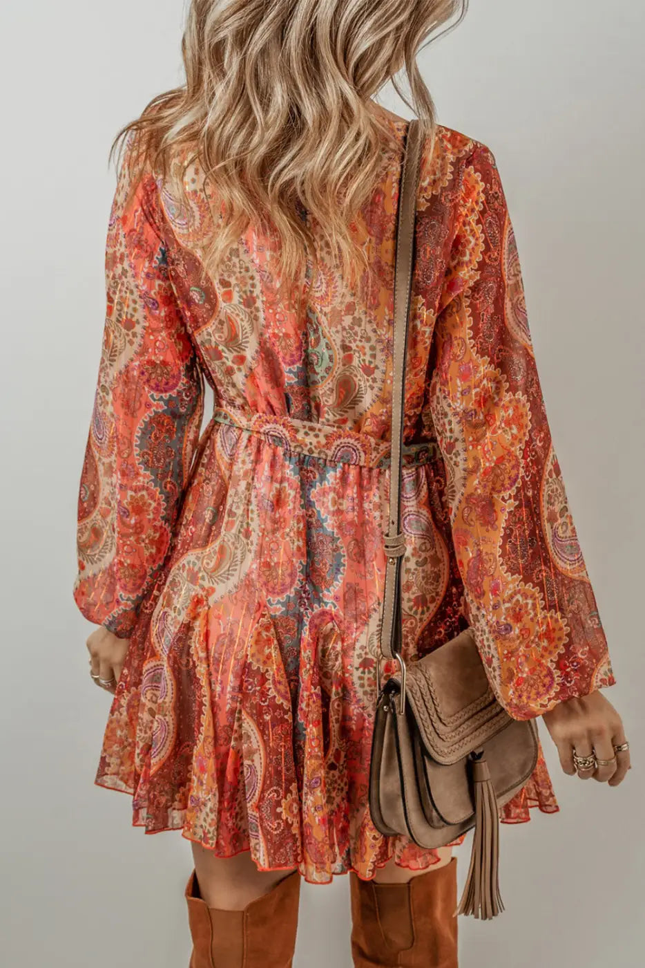 Autumn Elegance Paisley Mini Dress-1