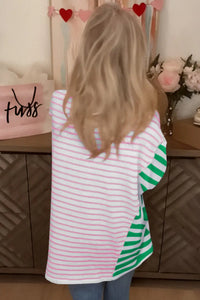 Thumbnail for Baggy T Shirt - Stripe Patchwork-4