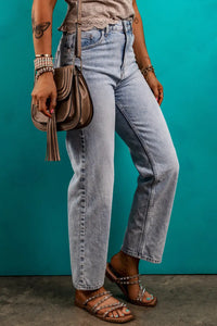 Thumbnail for Beau Blue Acid Wash Straight Jeans-2