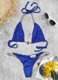 Thumbnail for Belle Triangle Top & Skimpy Bottom - Blue-9