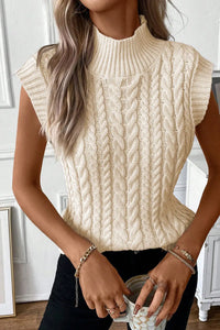 Thumbnail for Black Cable Knit High Neck Sweater Vest-12