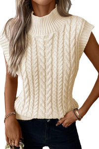 Thumbnail for Black Cable Knit High Neck Sweater Vest-13