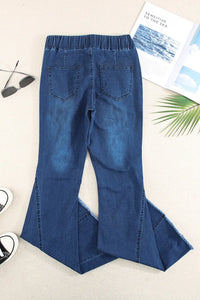 Thumbnail for Black Distressed Bell Bottom Denim Pants-40