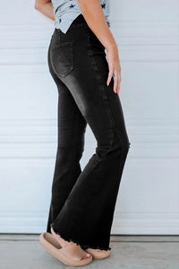 Thumbnail for Black Distressed Bell Bottom Denim Pants-2