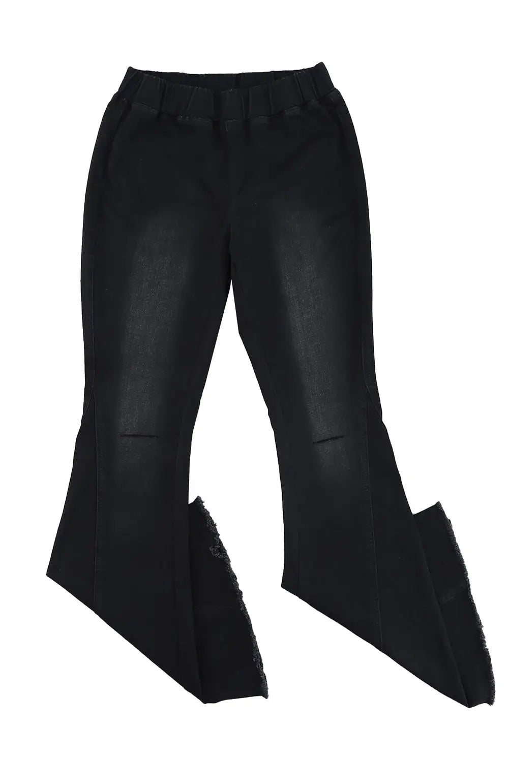 Black Distressed Bell Bottom Denim Pants-11