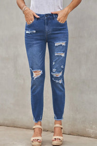 Thumbnail for Black Distressed Boyfriend Denim Pants-21