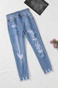 Thumbnail for Black Distressed Boyfriend Denim Pants-36