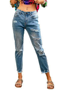 Thumbnail for Black Distressed Boyfriend Denim Pants-49